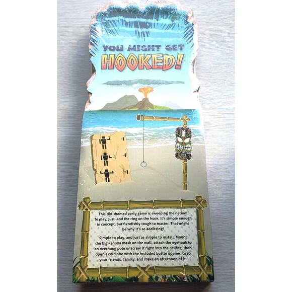 BIG KAHUNA HOOK & RING GAME-Tiki Theme Party Game-Wood Board-Sealed Packaging - Picture 3 of 6